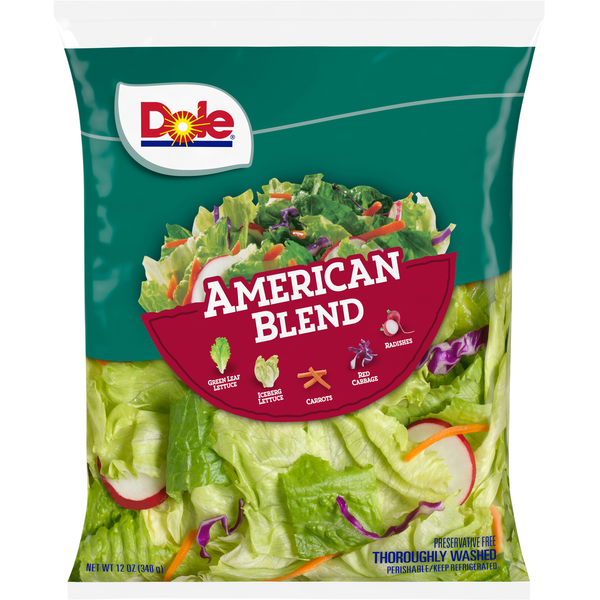 Packaged Vegetables & Fruits Dole Salad, American Blend hero