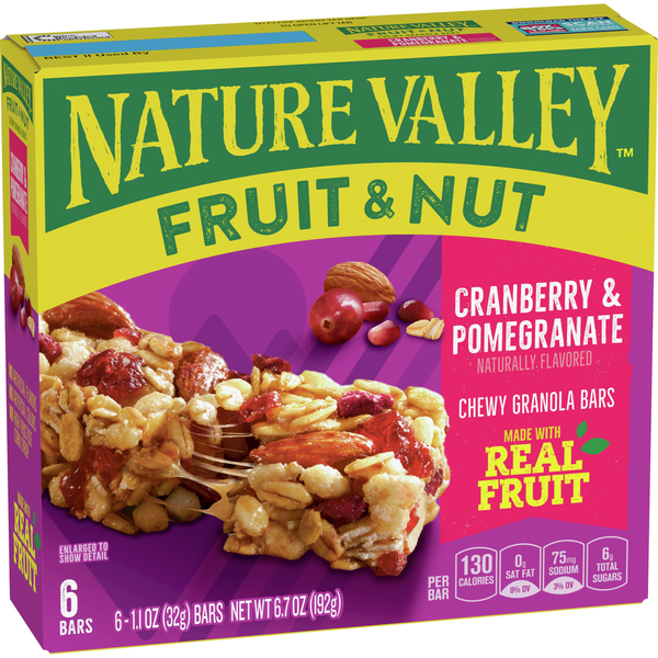 Breakfast Bars & Pastries Nature Valley Cranberry Pomegranate Chewy Fruit and Nut Granola Bars hero