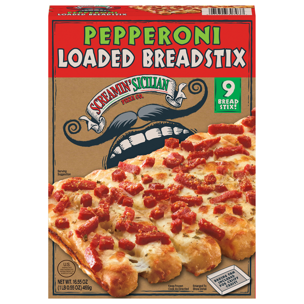 Frozen Meals Screamin' Sicilian Breadstix, Loaded, Pepperoni hero