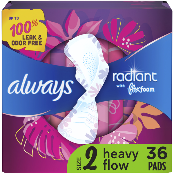 Feminine Care Always Radiant Heavy Flow Sanitary Pads With Wings hero