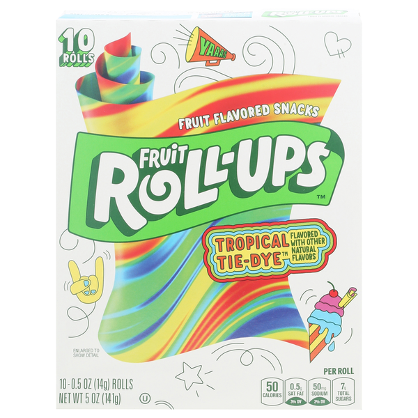 Fruit & Vegetable Snacks Fruit Roll-Ups Fruit Flavored Snacks, Tropical Tie-Dye hero