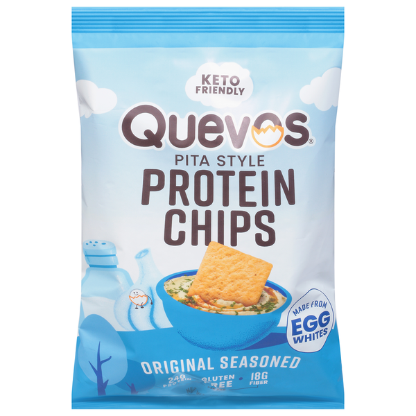 Prepared Meals Quevos Protein Chips, Original Seasoned, Pita Style hero