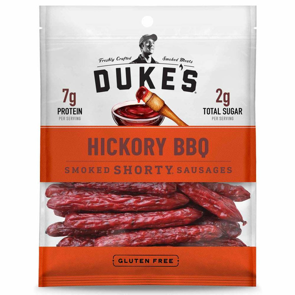 Hot Dogs, Bacon & Sausage Duke's Hickory Peach BBQ Smoked Shorty Sausages hero