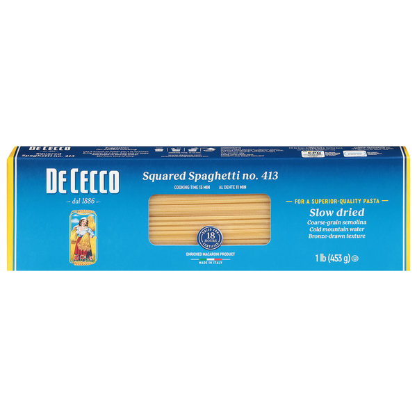 Dry Pasta De Cecco Squared Spaghetti, No. 413 hero