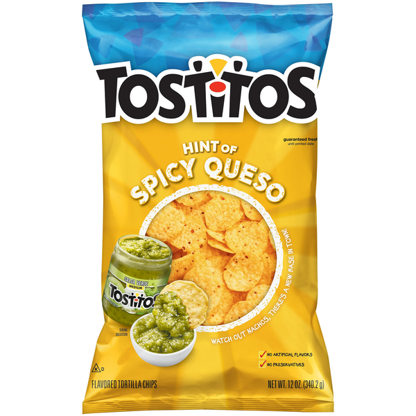 Chips & Pretzels Tostitos Hint of Spicy Queso Tortilla Chips hero