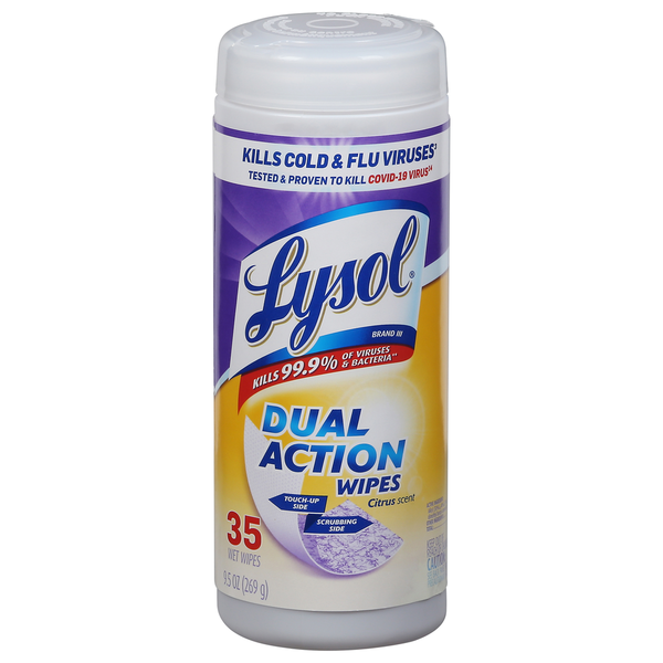 Cleaning Products Lysol Citrus Scent Dual Action Wipes hero