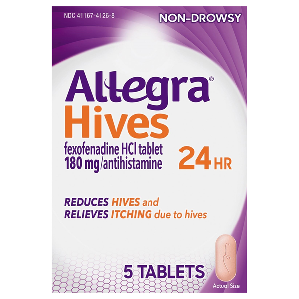 Allegra Hives, Fexofenadine HCl, 180 mg, Tablets hero