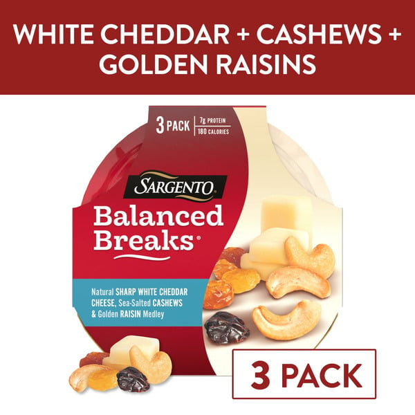 Cheese Sargento Balanced Breaks®, Natural Sharp White Cheddar Cheese, Cashews, Raisin Medley hero