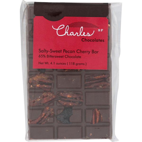 Candy & Chocolate Charles Chocolates Sf Salty-Sweet Pecan Cherry Bar hero