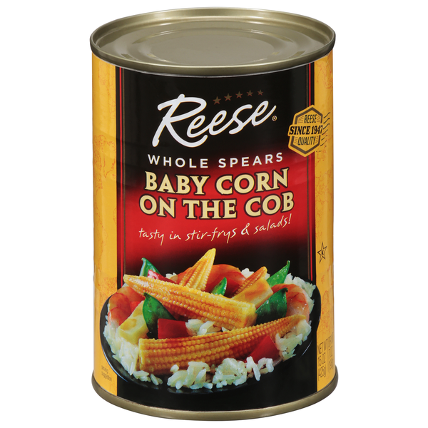 Canned & Jarred Vegetables Reese's Baby Corn, Whole Spears, On the Cob hero