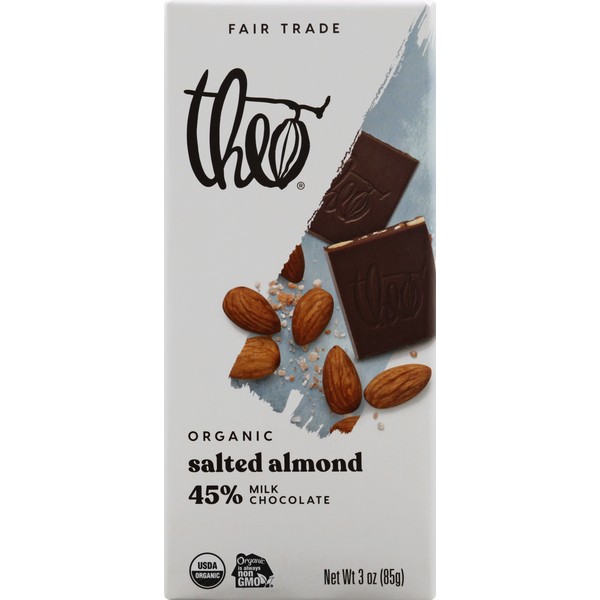 Candy & Chocolate Theo Chocolate Salted Almond, Organic, 45% Milk Chocolate hero