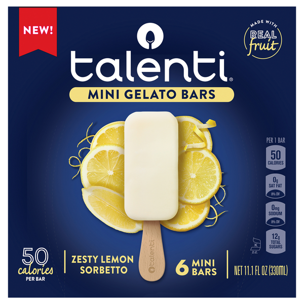 Talenti Gelato Bars, Zesty Lemon Sorbetto, Mini hero