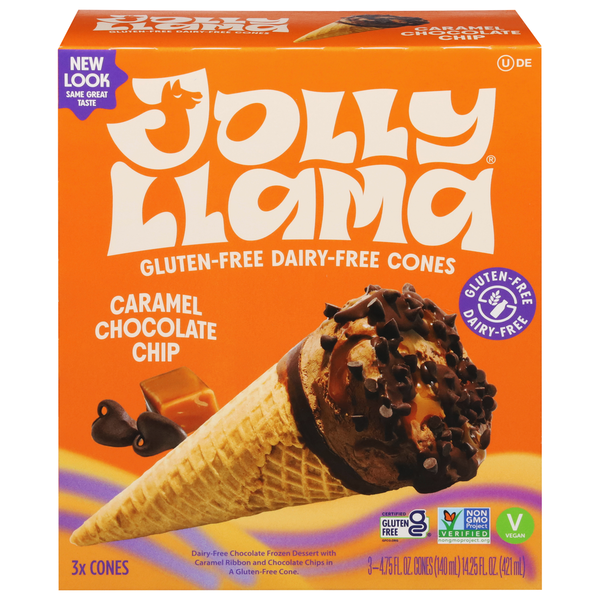 Frozen Dessert Jolly Llama Cones, Dairy-Free, Gluten-Free, Caramel Chocolate Chip hero