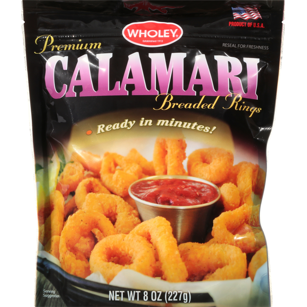 Frozen Meat & Seafood Wholey Calamari Rings, Premium, Breaded hero