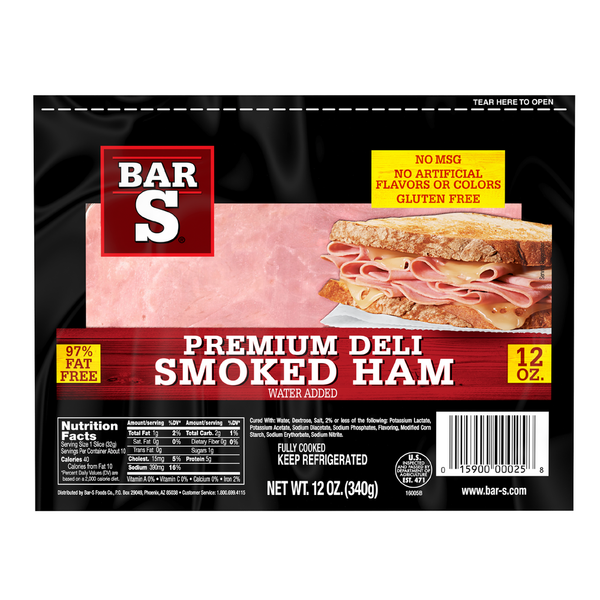 Lunch Meat Bar-S Premium Deli Smoked Ham Lunch Meat hero