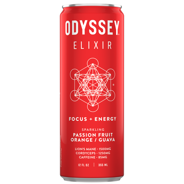 Energy & Sports Drinks Odyssey Elixir Sparkling, Energy + Focus, Passion Fruit Orange/Guava hero