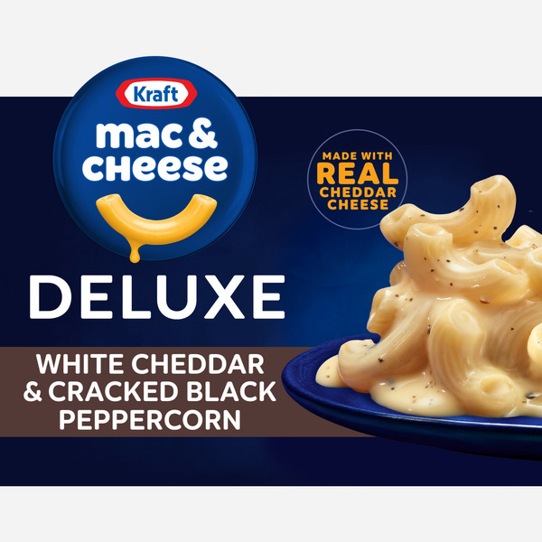 Instant Foods Kraft White Cheddar & Cracked Black Peppercorn Mac & Cheese Macaroni and Cheese Dinner hero