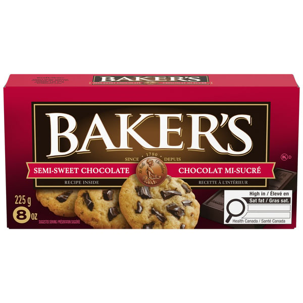 Baking Ingredients Baker's 100% Pure Semi-Sweet Chocolate Baking Bar hero