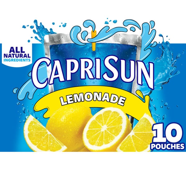 Multipack & Aseptic Juice Capri Sun Lemonade Naturally Flavored Kids Juice Drink Pouches hero