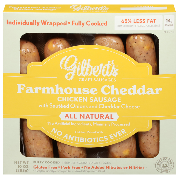 Gilbert's Craft Sausages Chicken Sausage, with Sauteed Onions and Cheddar Cheese, Farmhouse Cheddar hero