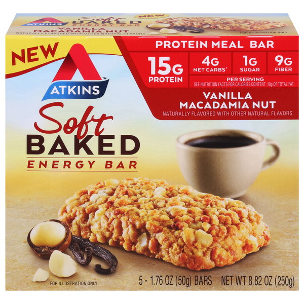 Protein & Meal Replacements Atkins Energy Bar, Vanilla Macadamia Nut, Soft Baked hero