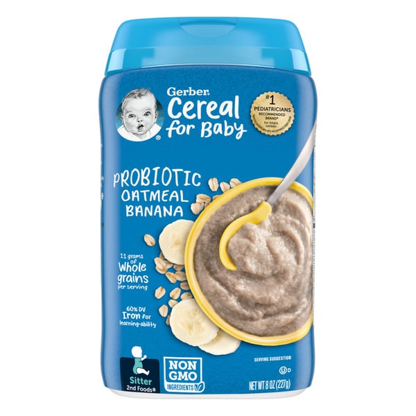 Baby Food & Formula Gerber Cereal Probiotic Oatmeal Baby Cereal Banana Canister hero