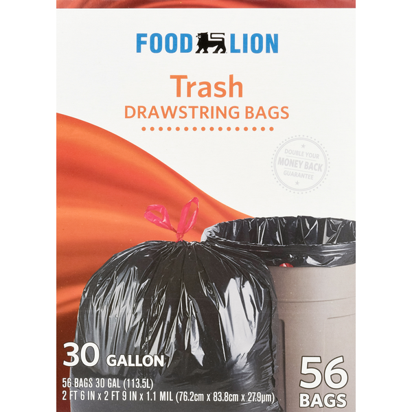 Trash Bags & Liners Food Lion Trash Bags Drawstring 30 Gallon hero