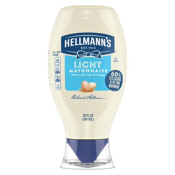 Condiments Hellmann's Light Mayonnaise Light Mayo Squeeze Bottle hero