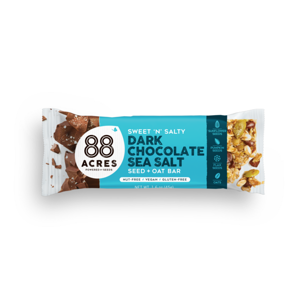 88 ACRES Dark Chocolate Sea Salt ,Seed + Oat Bar hero