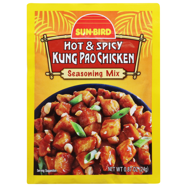 Asian Foods Sun-Bird Seasoning Mix, Hot & Spicy Kung Pao Chicken hero