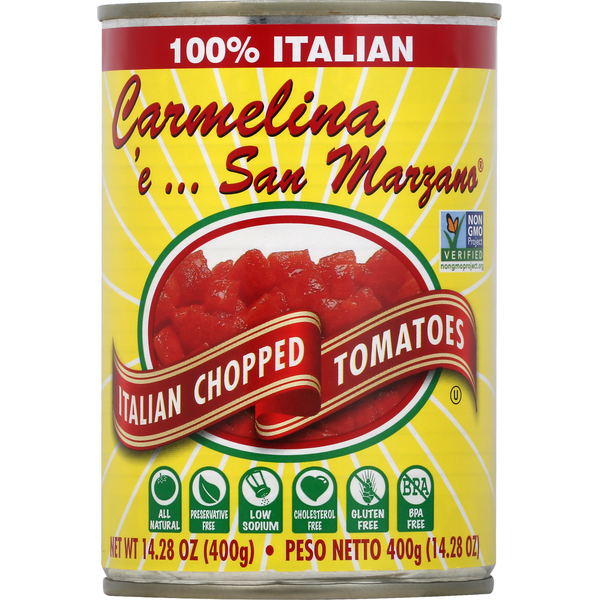 Canned & Jarred Vegetables Carmelina e San Marzano Tomatoes, Italian, Chopped hero