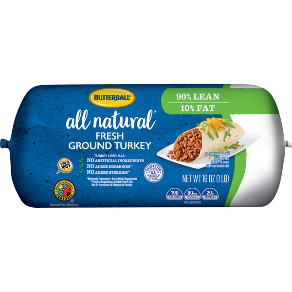 Poultry Butterball All Natural 90% Lean 10% Fresh Ground Turkey hero