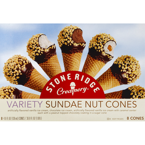 Ice Cream & Ice Stoneridge Creamery Sundae Nut Cones, Variety hero