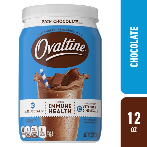 Cocoa & Drink Mixes Ovaltine Rich Chocolate Drink Mix Powdered Drink Mix For Hot And Cold Milk Canister hero