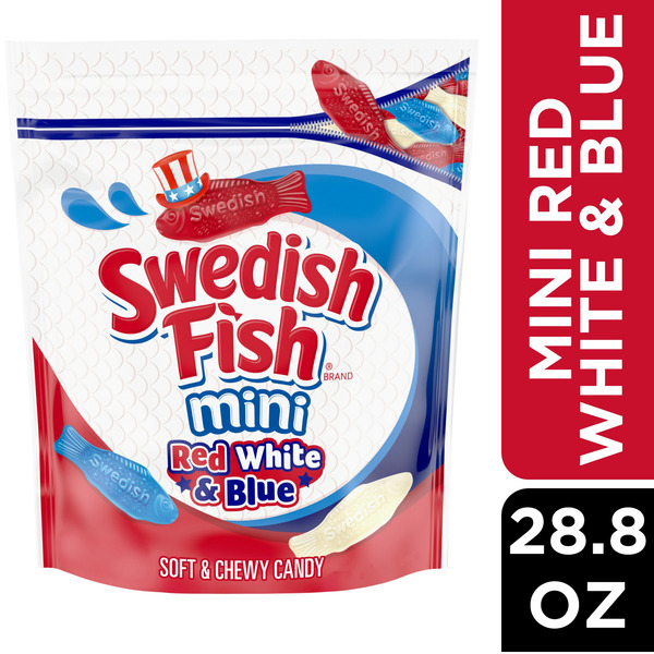 Swedish Fish Mini Red, White & Blue Soft & Chewy Candy hero