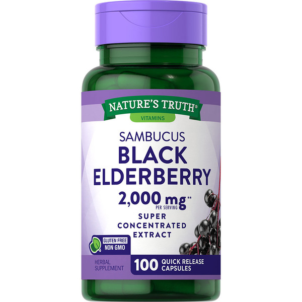 Vitamins & Supplements Nature's Truth Sambucus Black Elderberry 2000 mg, Quick Release Capsules hero