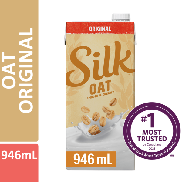 Soy & Lactose-Free Silk Oat Beverage, Original Flavour, Plant Based Dairy Free Milk, Shelf Stable hero