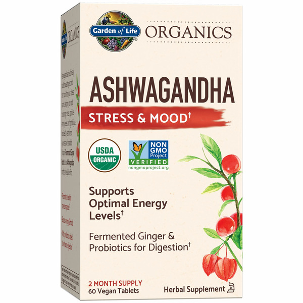 Herbs A-E Garden of Life Mykind Organics Ashwagandha Stress And Mood hero