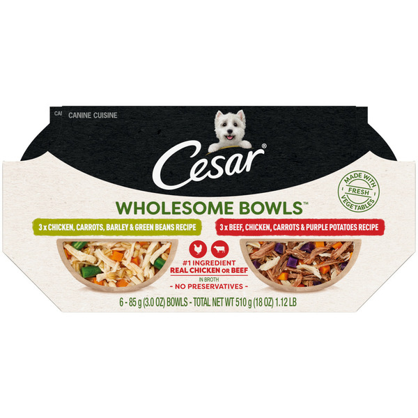 Dog Food & Care Cesar Wholesome Bowls Soft Wet Dog Food Toppers Variety Pack hero