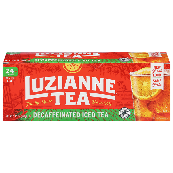 Tea Luzianne Decaffeinated Iced Tea Special Blend, Family Size Tea Bags hero