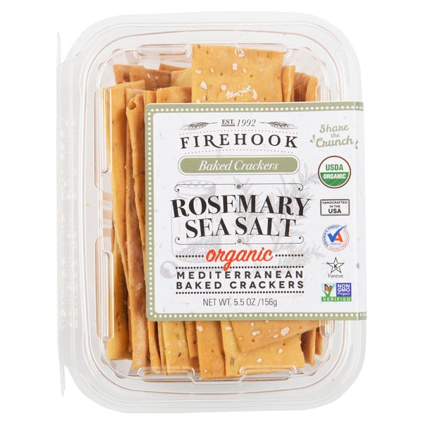 Crackers Firehook Rosemary Sea Salt, Organic Baked Crackers hero