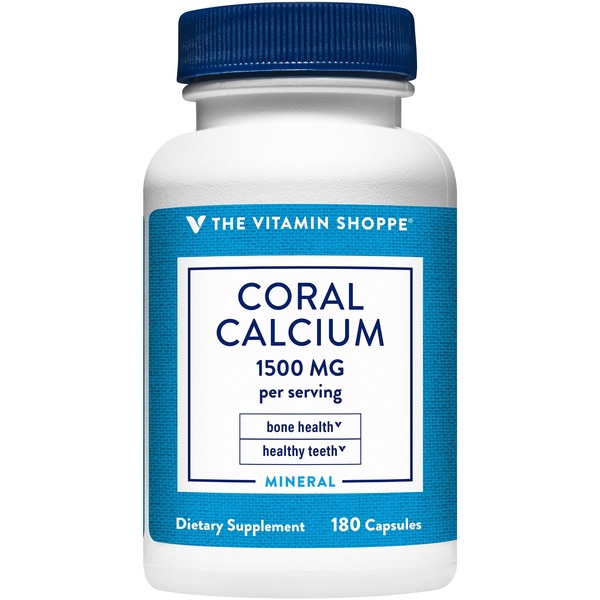 Calcium The Vitamin Shoppe Coral Calcium - Eco-Safe Source of Calcium, Magnesium, & Trace Minerals - 1,500 MG (180 Capsules) hero