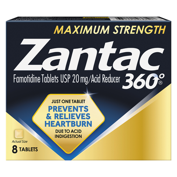 Digestion Zantac 360 Acid Reducer, Maximum Strength, 20 mg, Tablets hero