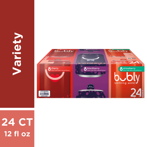 bubly Sparkling Water, Cherry/Blackberry/Strawberry hero