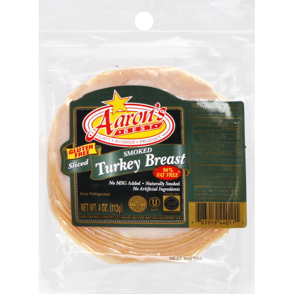 Lunch Meat-Prepackaged Aaron's Best Turkey Breast, Smoked, Sliced hero