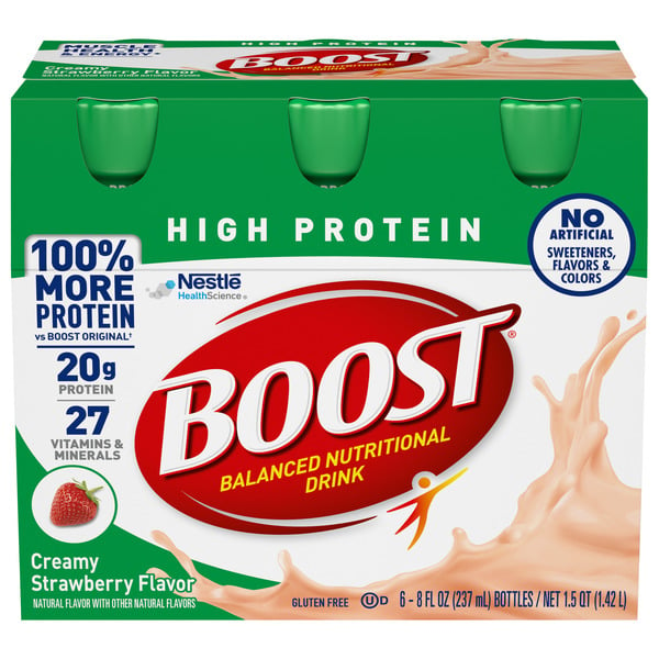 Protein & Meal Replacements BOOST High Protein Nutritional Drink, Creamy Strawberry, 20 g Protein hero