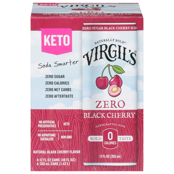 Soft Drinks Virgil's Soda, Zero, Black Cherry hero