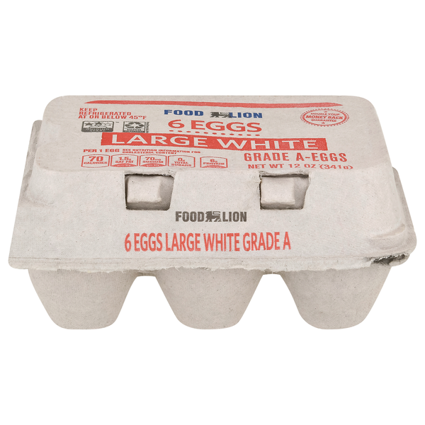 Eggs Food Lion Eggs, White, Large 6 ct hero