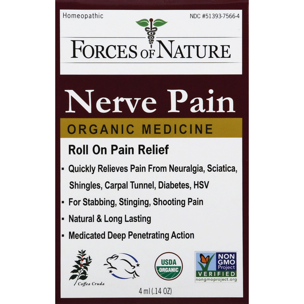 Muscles, Joints & Pain Relief Forces of Nature Nerve Pain, Organic, Roll On, Coffea Cruda hero