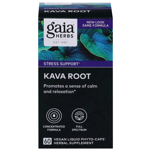 Supplement Combinations Gaia Herbs Kava Root, Stress Support, Vegan Liquid Phyto-Caps hero